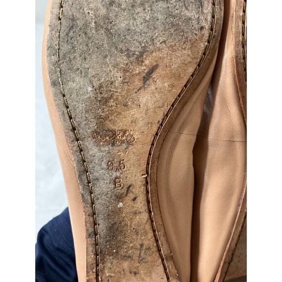COACH “Flatiron” Nude Leather Round Toe Slip On Ballerina Flats, Women’s 9.5 B - Picture 5 of 13